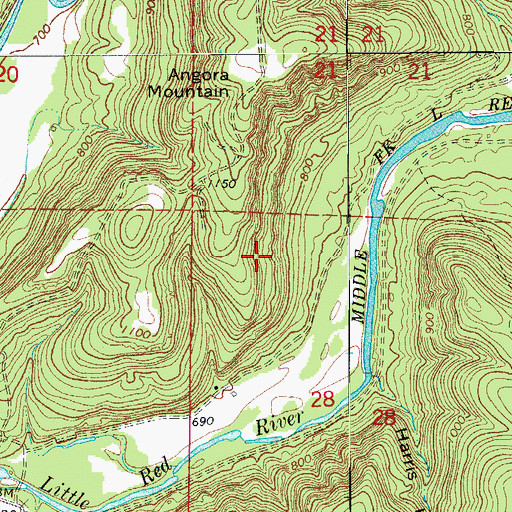 Topographic Map of Township of Red River, AR