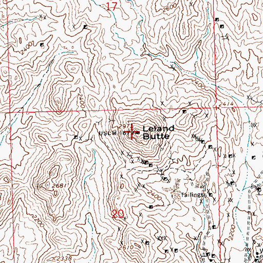 Topographic Map of Leland Butte, AZ