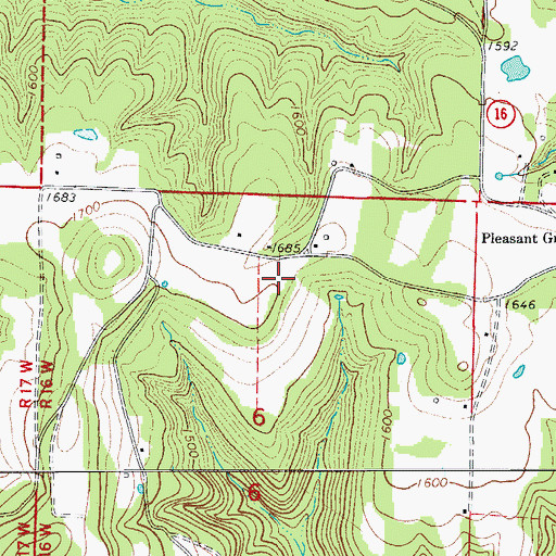 Topographic Map of Township of Wheeler, AR