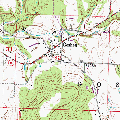 Topographic Map of Township of Goshen, AR