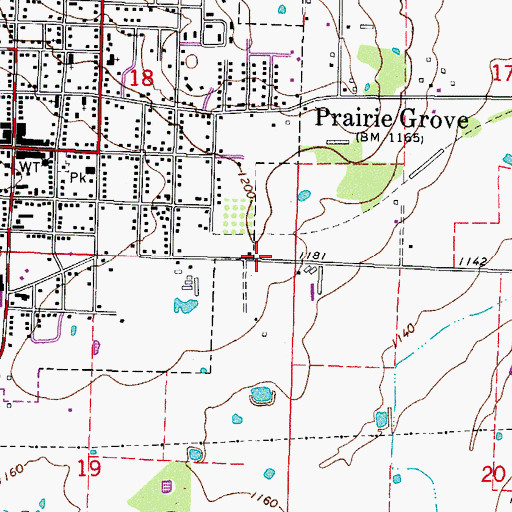 Topographic Map of Township of Prairie Grove, AR