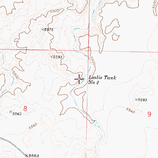 Topographic Map of Leslie Tank Number Two, AZ