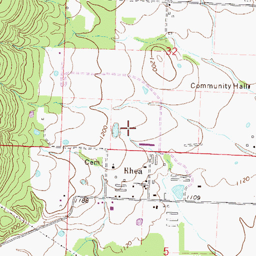 Topographic Map of Township of Rheas Mill, AR