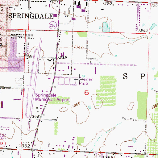 Topographic Map of Township of Springdale, AR
