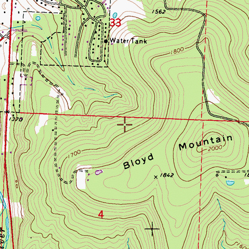 Topographic Map of Township of West Fork, AR