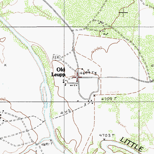 Topographic Map of Old Leupp, AZ