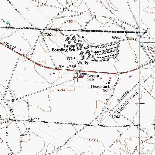 Topographic Map of Leupp Public School, AZ
