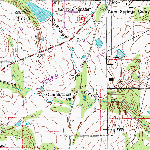 Topographic Map of Township of Gum Springs, AR