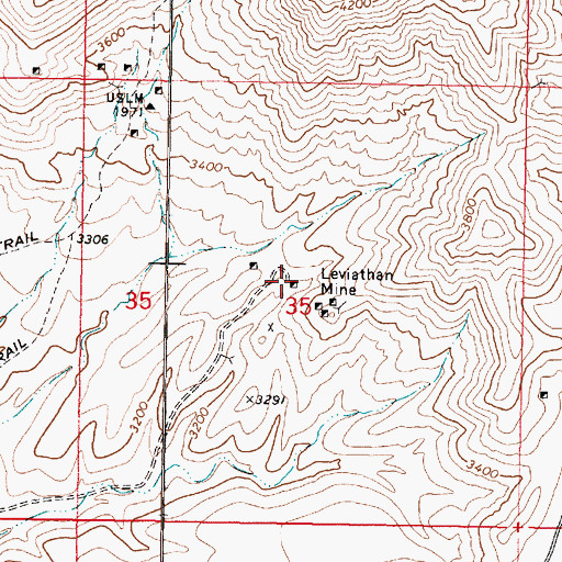 Topographic Map of Leviathan Mine, AZ