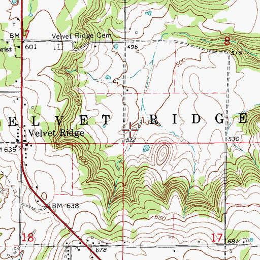 Topographic Map of Township of Velvet Ridge, AR