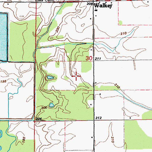 Topographic Map of Township of Walker, AR