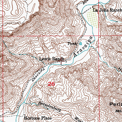 Topographic Map of Lewis Ranch, AZ