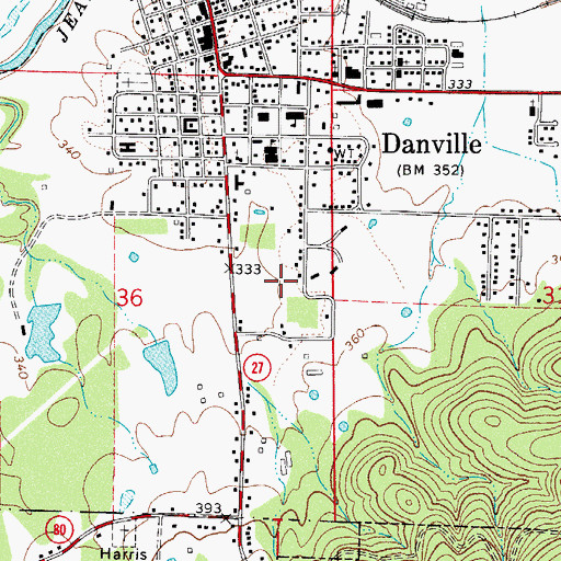 Topographic Map of Township of Danville, AR