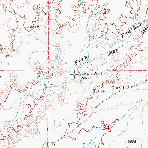 Topographic Map of Lewis Well, AZ