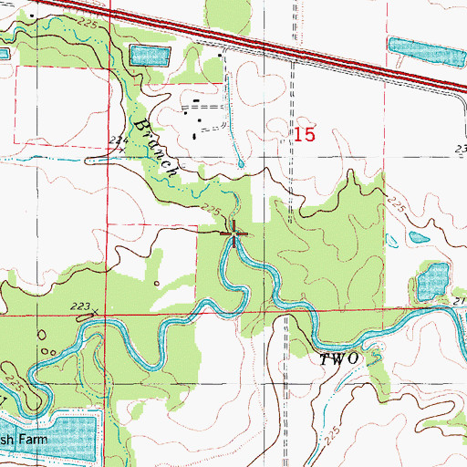 Topographic Map of Brownsville Branch, AR