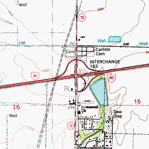 Topographic Map of Interchange 183, AR