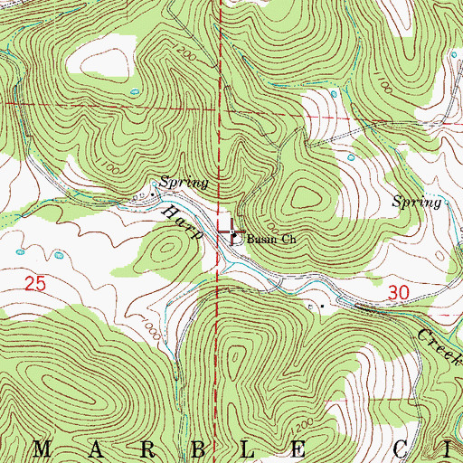 Topographic Map of Basin School (historical), AR