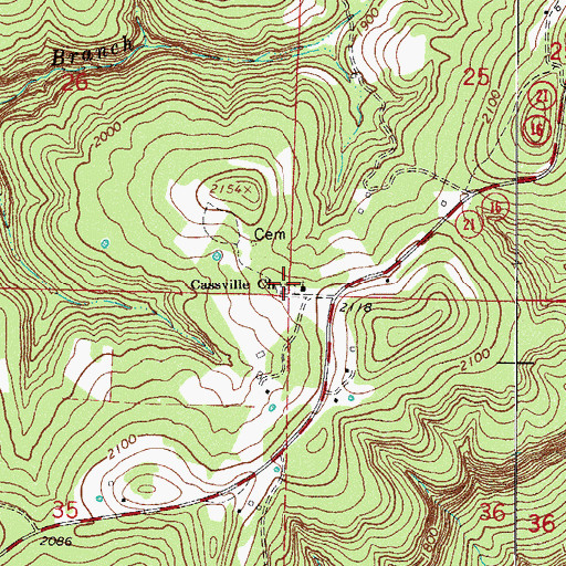 Topographic Map of Cassville Cemetery, AR