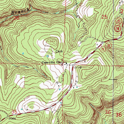 Topographic Map of Cassville Cemetery, AR