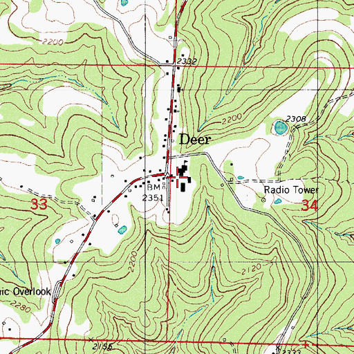 Topographic Map of Deer Elementary School, AR