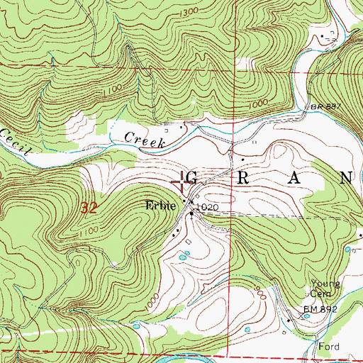 Topographic Map of Township of Grant (historical), AR