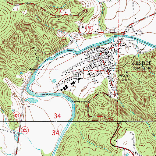 Topographic Map of Jasper Elementary School, AR