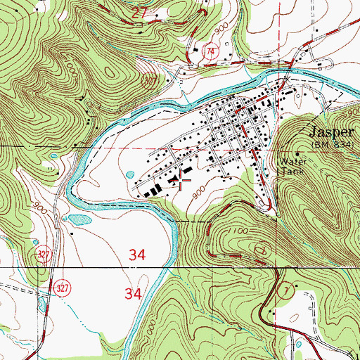 Topographic Map of Jasper High School, AR