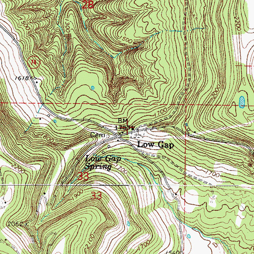 Topographic Map of Low Gap School (historical), AR