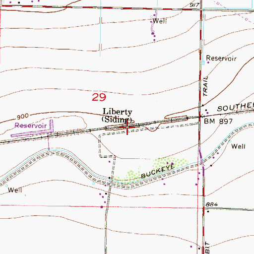 Topographic Map of Liberty, AZ