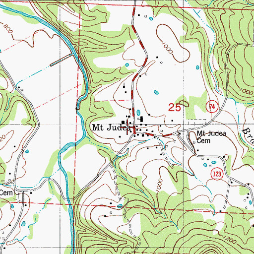 Topographic Map of Mount Judea High School, AR