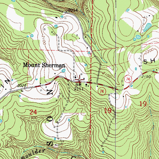 Topographic Map of Mount Sherman School (historical), AR
