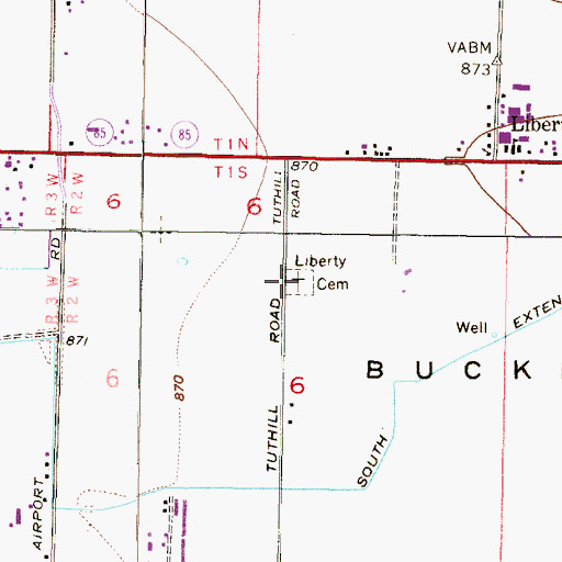 Topographic Map of Liberty Cemetery, AZ