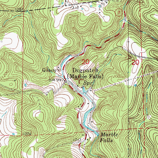 Topographic Map of Spring Bluff, AR