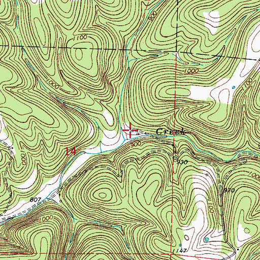 Topographic Map of Wells Creek (historical), AR