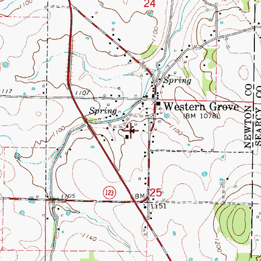Topographic Map of Western Grove Elementary School, AR