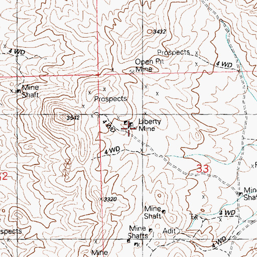 Topographic Map of Liberty Mine, AZ