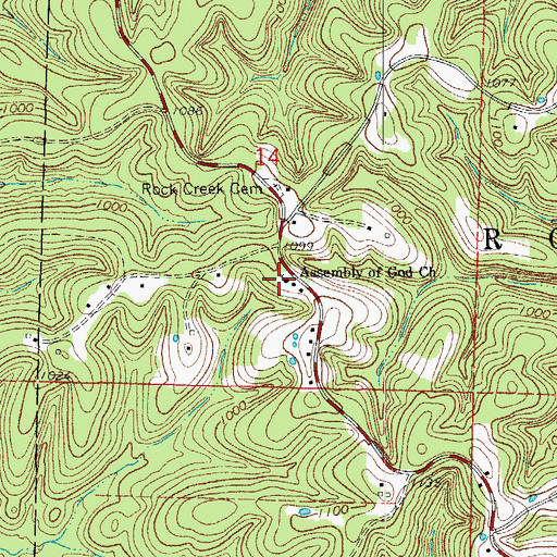 Topographic Map of Assembly of God Church, AR