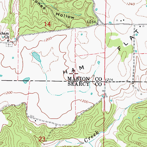 Topographic Map of Dugger (historical), AR