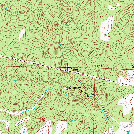 Topographic Map of Excelsor Mine, AR