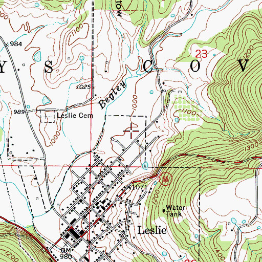 Topographic Map of Leslie High School, AR