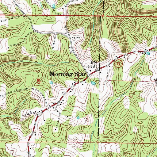 Topographic Map of Morning Star Baptist Church, AR