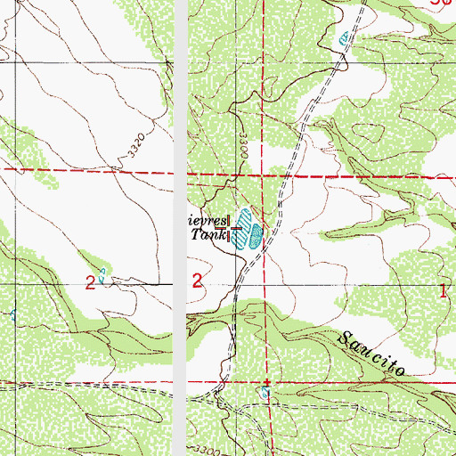 Topographic Map of Lievres Tank, AZ