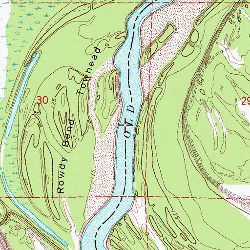 Topographic Map of Rowdy Bend, AR