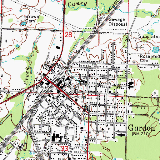 Topographic Map of First Baptist Church, AR