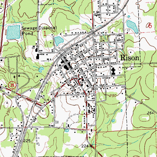 Topographic Map of Cleveland County Courthouse, AR