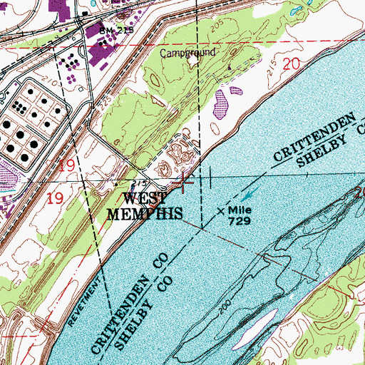 Topographic Map of Bauxippi-Wyanoke Revetment, AR