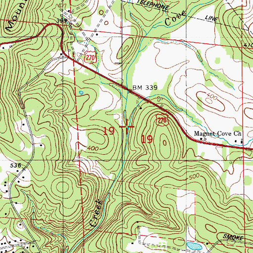 Topographic Map of The Branch, AR