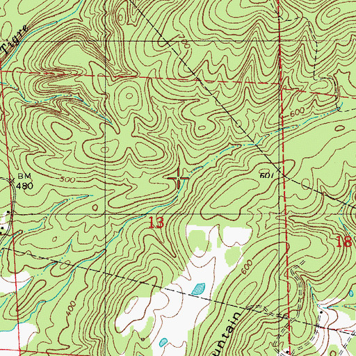 Topographic Map of Justus Mill (historical), AR