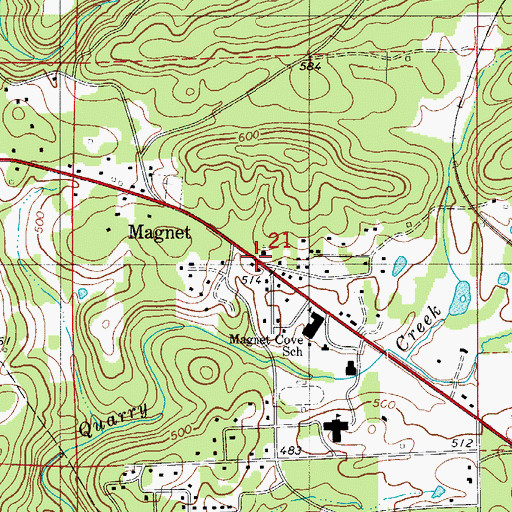 Topographic Map of Magnet Cove United Methodist Church, AR