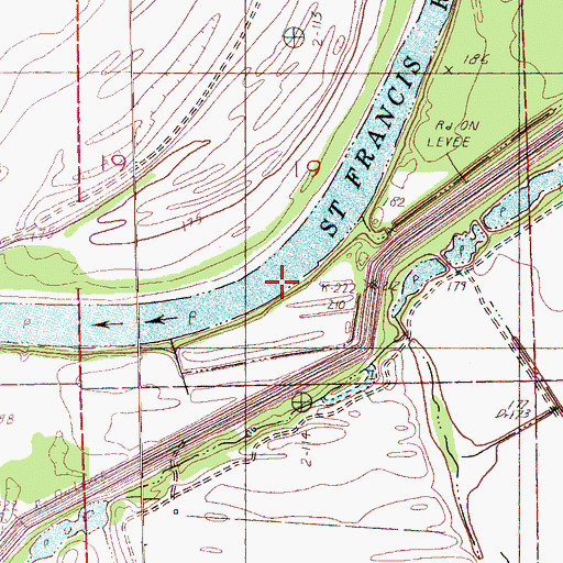 Topographic Map of Blue Point (historical), AR